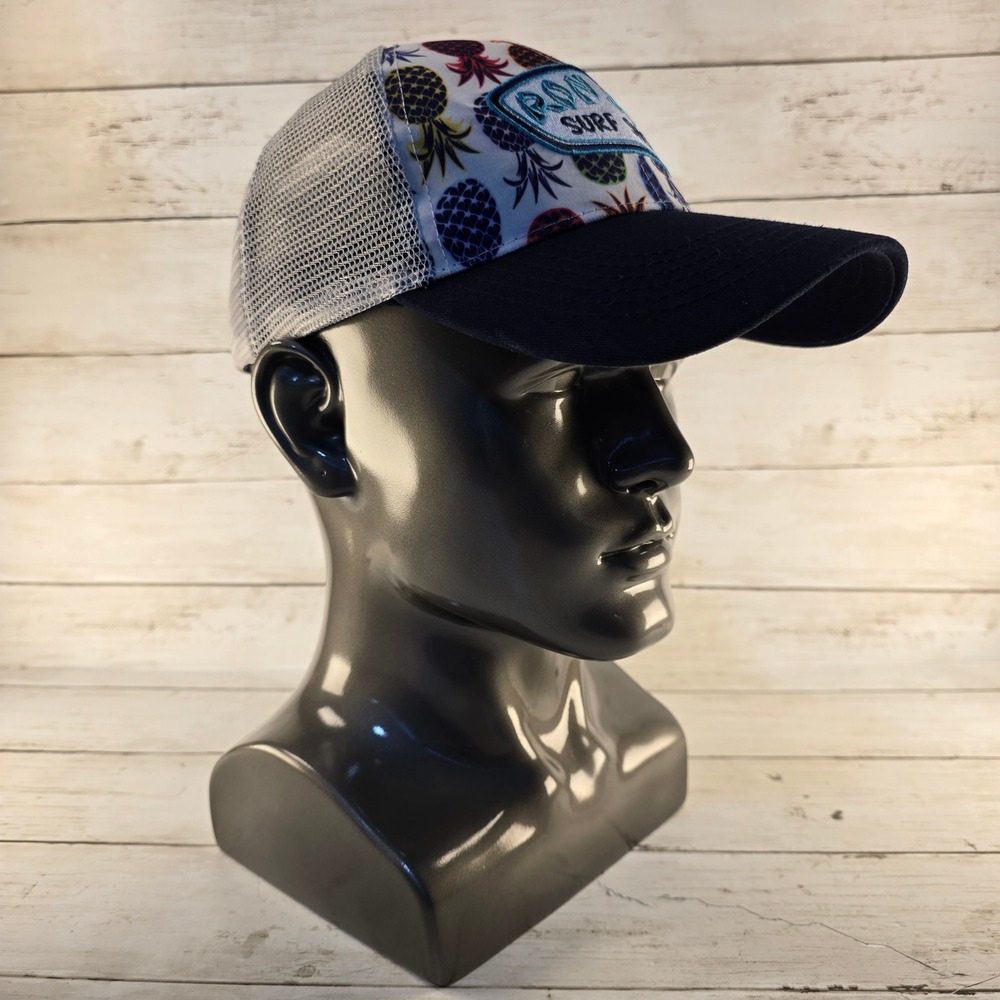 Ron Jon Surf Shop Pineapple Print Trucker Hat Navy Blue Mesh Snapback Cap